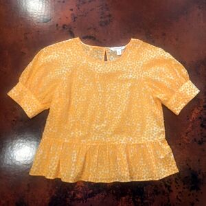Pop Sugar Yellow Floral Puff Sleeve Cotton Top - Women's S